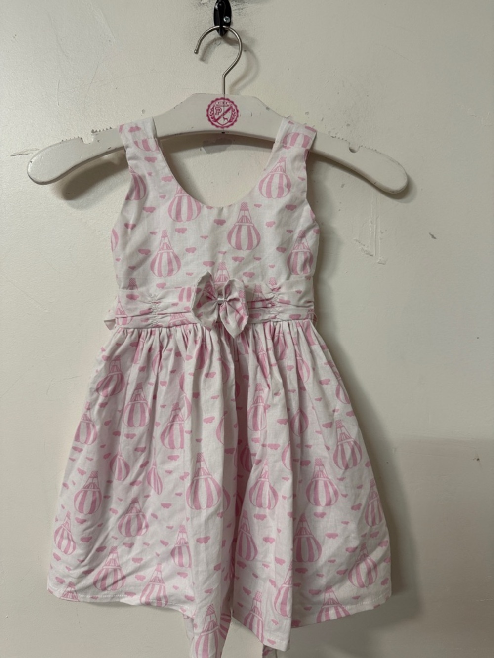 Zilvani Pink & White Girls Dress with Hot Air Balloon Motif